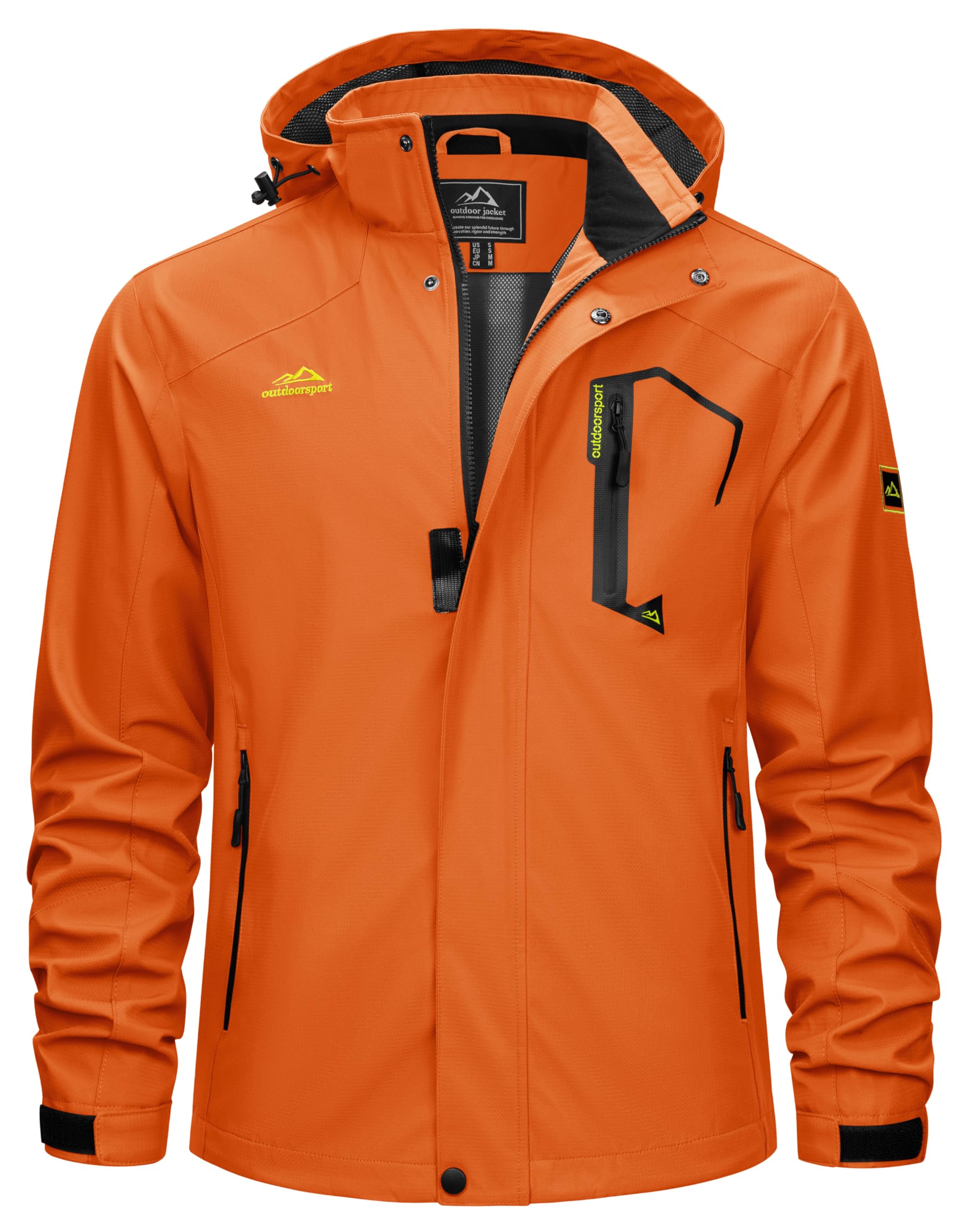 TACVASEN Men's Rain Jacket Lightweight Windbreaker with Hooded Water Resistant Outdoor Raincoat for Hiking Travel Camping