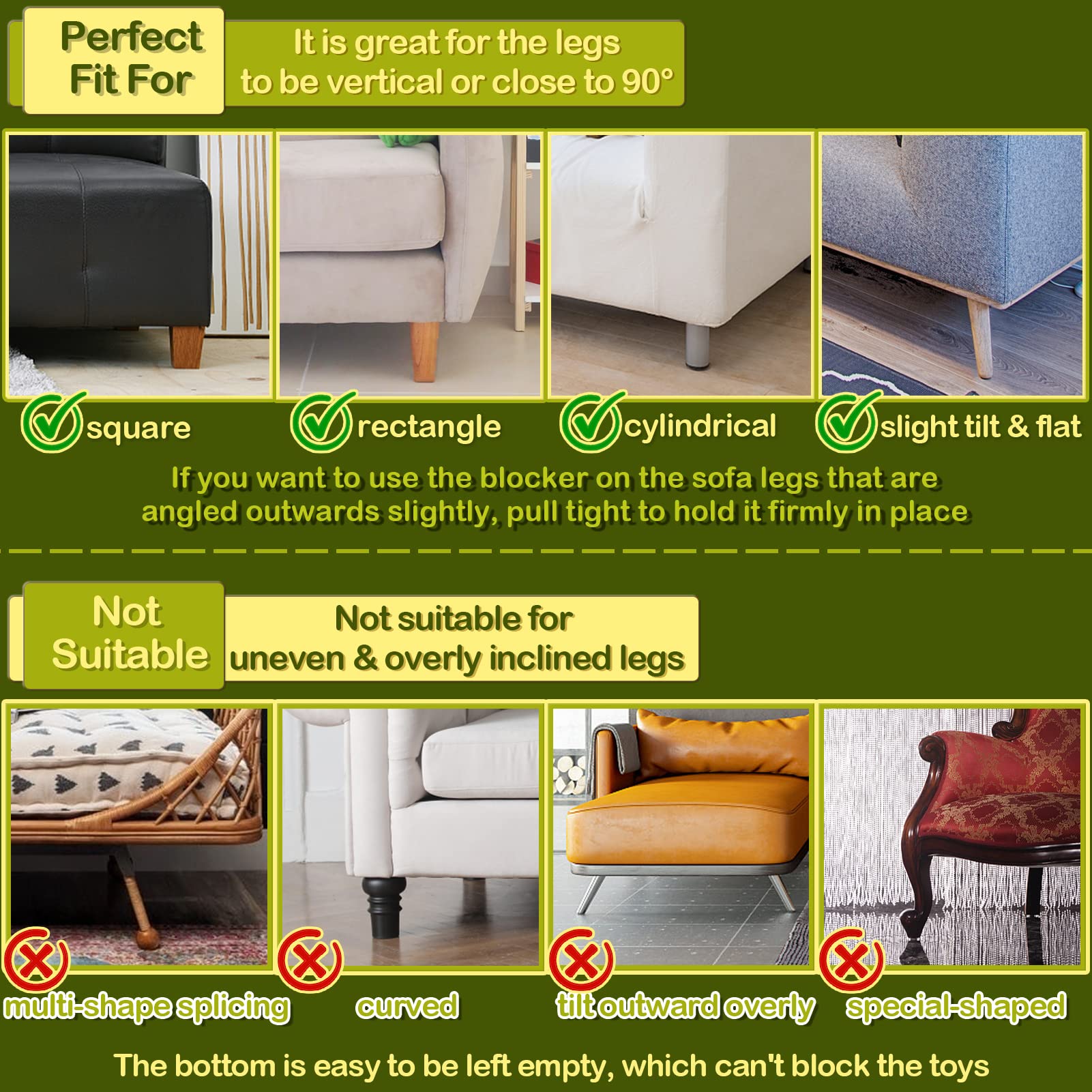STAY GENT 5cm x 3M Spielzeugblocker für Möbel, Verstellbarer unter Couchblocker Barriere für Haustiere, Gap-Stoßfänger um zu Verhindern, DASS Spielzeug unter Sofa und Bett Gelangt