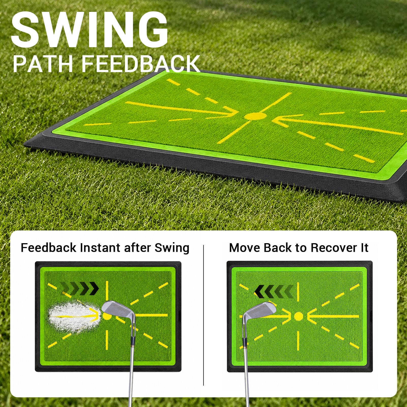 Golf-Trainingsmatte Golfschaukelmatte, Golf-Schwingmatte, Übungsmatte Mit Rutschfester Gummibasis für Driver, Eisen, Chippen, Indoor Outdoor Trainingsmatte Für Anfänger Fortgeschrittene