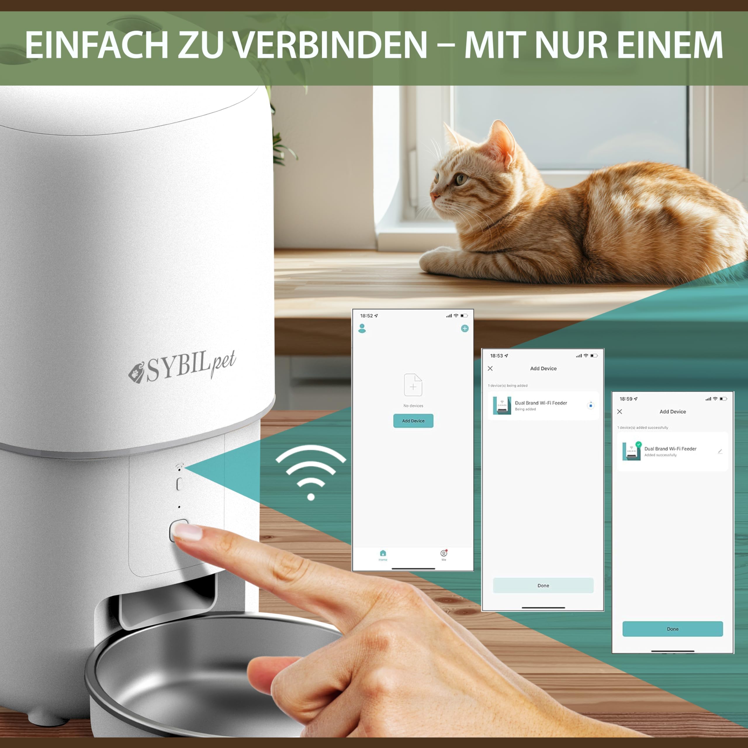 Futterautomat Katze 4L – Automatischer Katzen Futterspender mit App-Steuerung, Sprachnachricht, leiser Betrieb, Anti-Blockier-System, programmierbare Mahlzeiten, präzise Portionskontrolle
