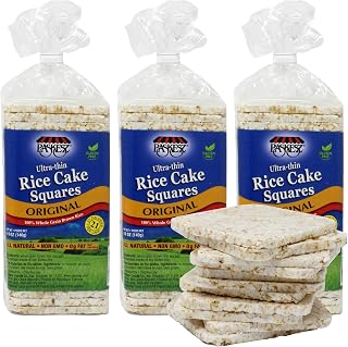 Snacktery Ultra Thin Whole Grain Brown Rice Cakes Salted - Fat Free, Non-GMO, Gluten Free Low Calorie Snacks, All Natural 3 Pack