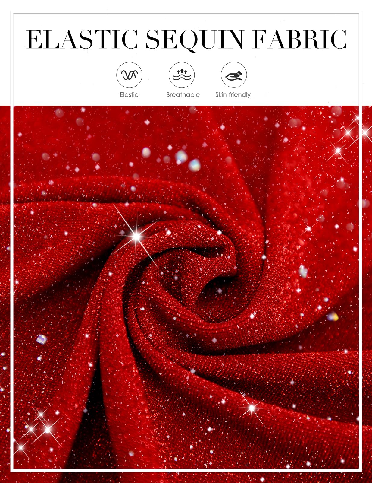 Bbonlinedress Maxi abito lungo da donna con scollo a V e maniche lunghe glitterate per abiti da cocktail