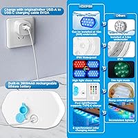 Vista 5 de Luces de piscina (paquete de 4), luces LED sumergibles recargables, IP68, impermeable, 16 colores, luz flotante magnética con control remoto