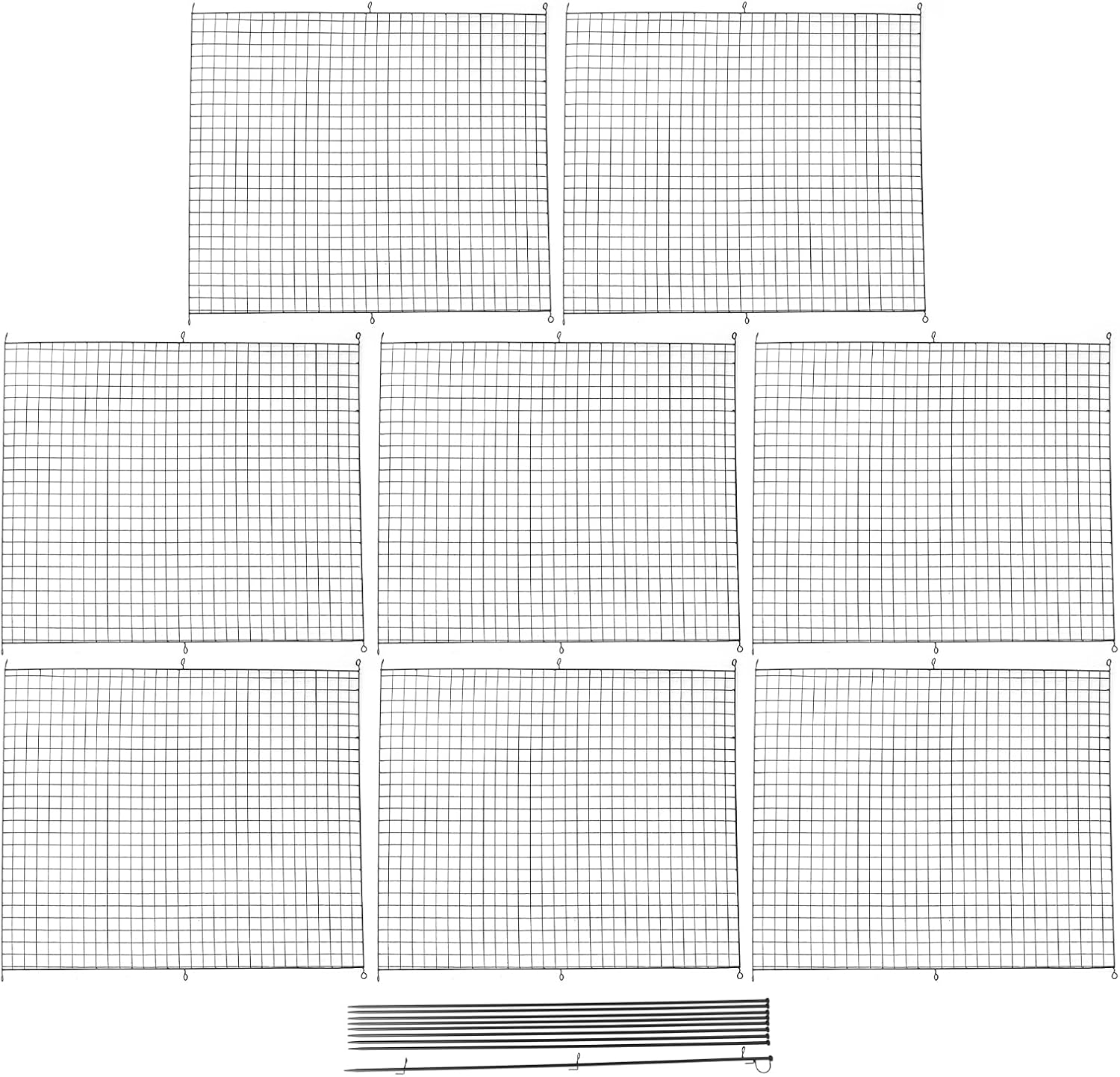 Outdoor Metal Garden Fence and Gate Bundle, 7 Panels + 1