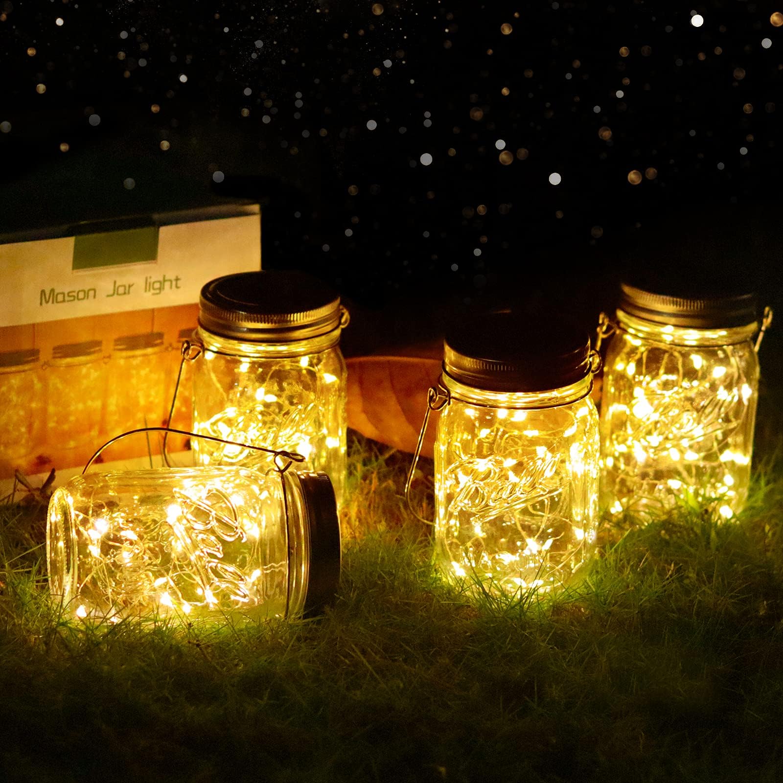 XVZ Lanterna solare per esterni, 4 pezzi, luci solari da giardino, impermeabile, lanterna solare, da appendere per terrazze, patio, balcone, tavolo, multicolore