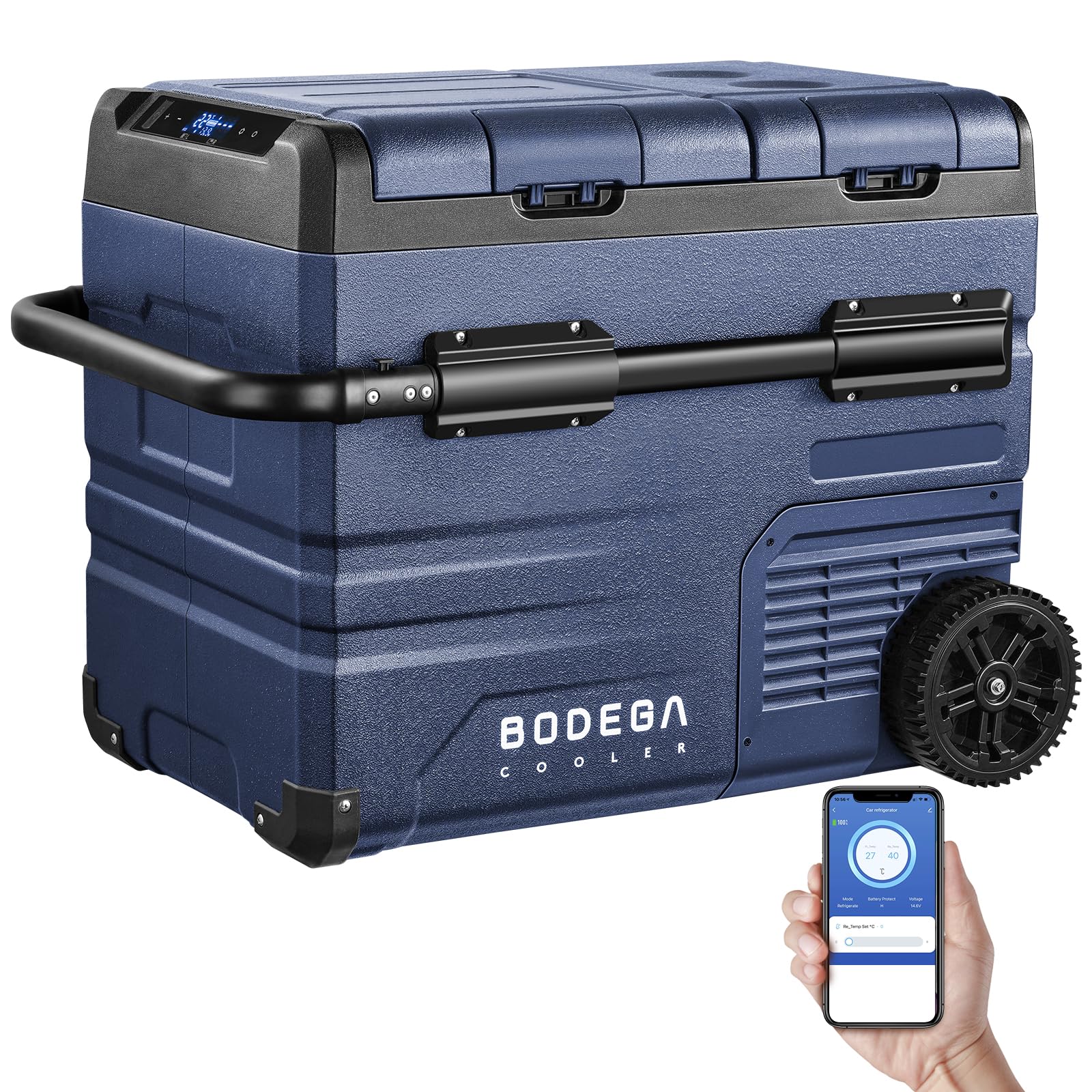 BODEGACOOLER 12V Portable Refrigerator,48 Quart(45L) Car Fridge,RV Car Refrigerator,Portable Fridge Freezer, -4℉-68 Cooler WiFi APP Control 12/24V DC and 100-240V AC for Car,Travel(2 Doors)