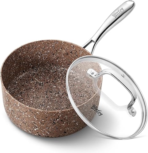 HLFRG - Cacerola de 3 cuartos de galón con tapa, olla pequeña antiadherente con tapa, olla de inducción, mango ergonómico de acero inoxidable, libre