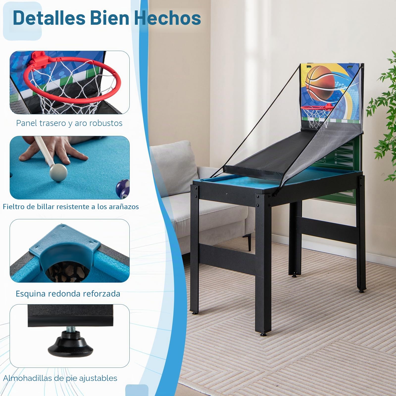 GOPLUS Mesa Multijuegos Convertible 14 en 1 con Futbolín, Mesa Multifuncional con Billar, Air Hockey, Ping Pong, Baloncesto, Shuffleboard, Ajedrez, Juegos Combinada para Fiesta Bar Hogar