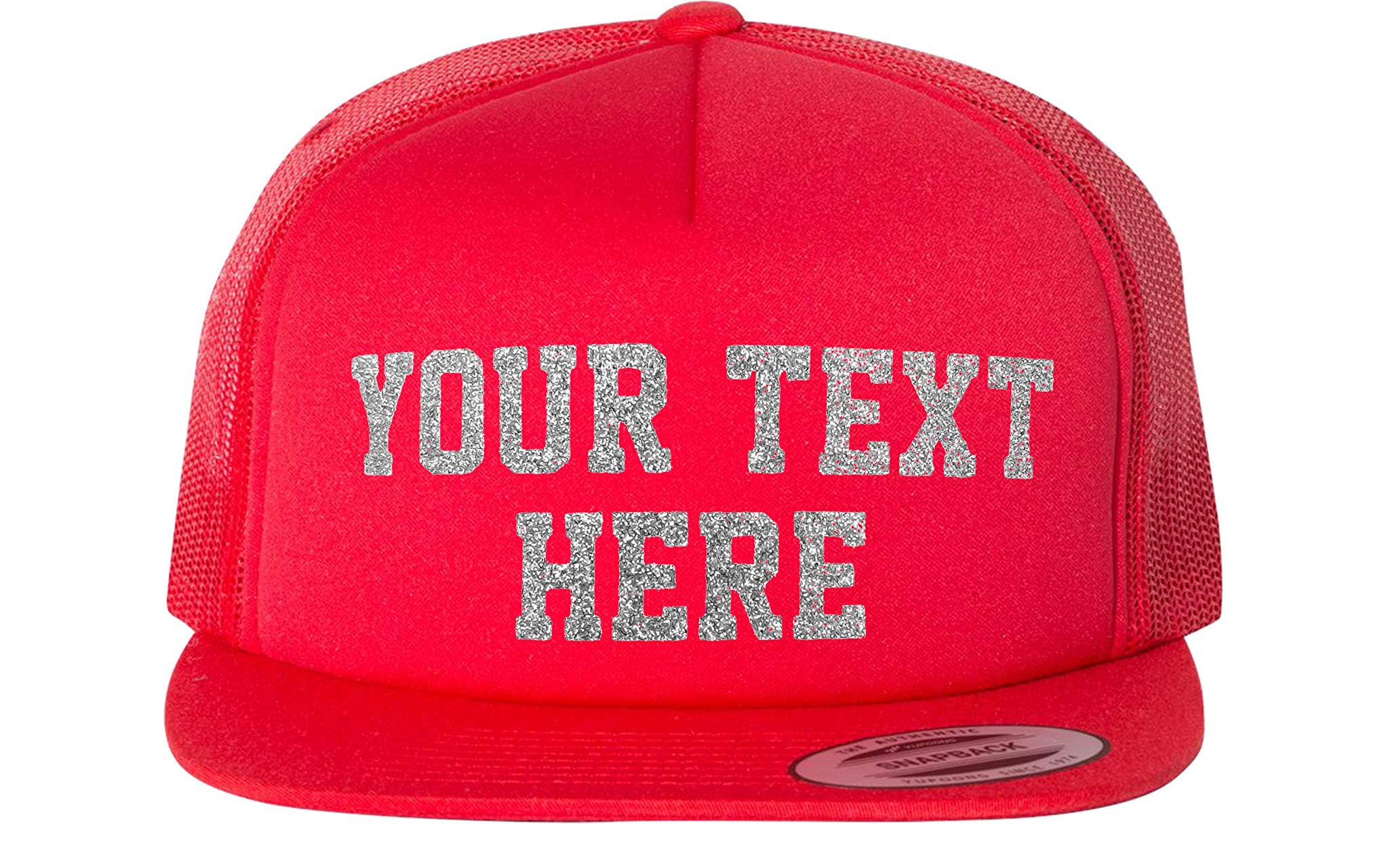 Personalized Glitter Trucker Hats, Customized Hats with Glitter Colors, for Brides, Moms (Red)