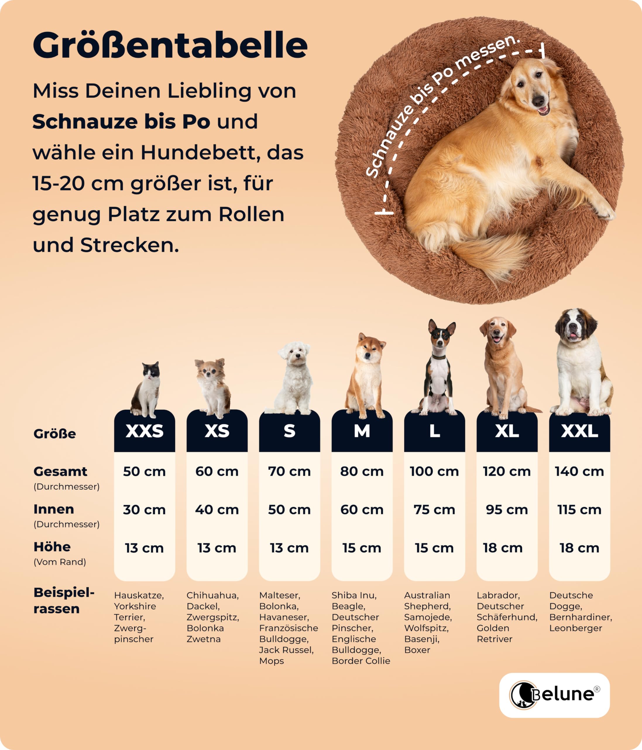 Belune® Hundebett [mit waschbarem Bezug] - Das Original - [M, 80cm, Dunkelgrau] Hundekorb, Katzenbett, Hundekörbchen, Dog Bed, Flauschiges Hundebett für große, mittelgroße & kleine Hunde