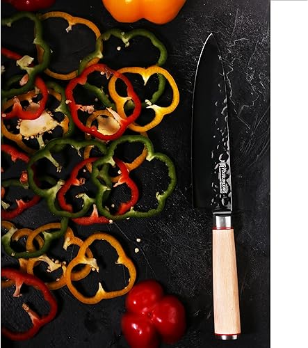 Miniatura 7 de YOUSUNLONG Cuchillo de chef de 8 pulgadas, cuchillos de cocina japoneses de acero inoxidable alemán AUS8 de alto carbono, mango de madera de arce