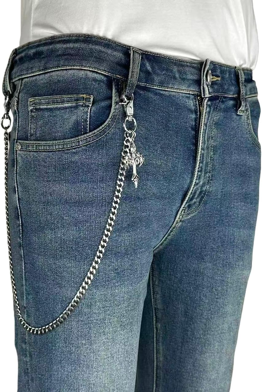 KALHE Gothic Stainless Steel Wallet Chain, Punk Hip Hop Cross Pants Chain, Unisex Fashion Accessory - Image 3