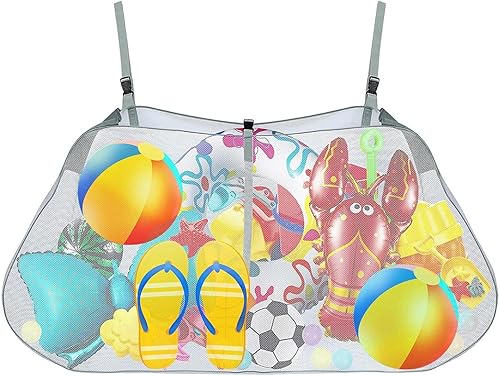 Miniatura 8 de Bolsa de almacenamiento para flotador de piscina, organizador de malla plegable ajustable para colgar en la piscina, bolsa de almacenamiento de