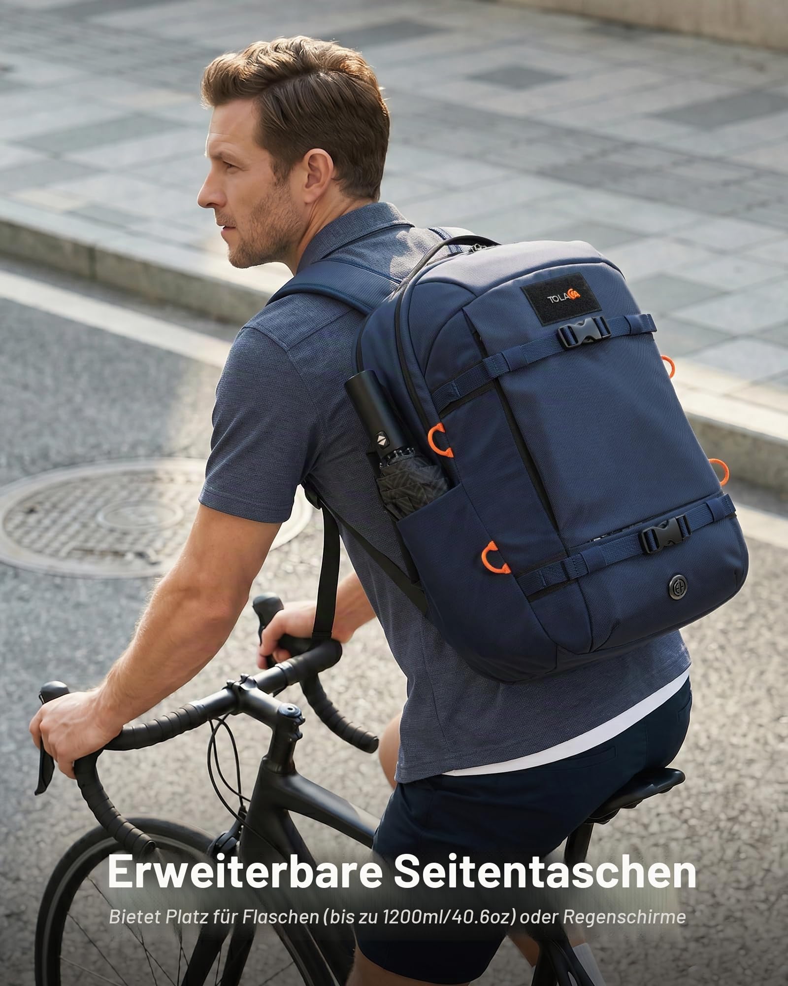 Tolaccea Reiserucksack 30L Damen Herren, Handgepäck Rucksack 16 Zoll Laptop | Nachhaltiges RPET. 180°-Laptopfach bis 16" mit EVA-Schutz. YKK-Reißverschluss. Standfeste Bodenplatte