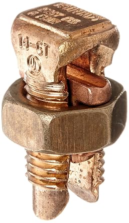 Burndy KS17 Servit Split-Bolt, 8 Str. - 6 Sol. Copper Run and Tap, 0.63" Cross Flat, 165 in-lbs Recommended Tightening Torque