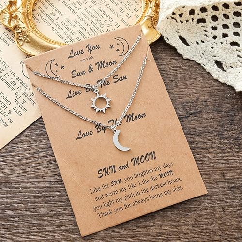 Miniatura 4 de felson Collar a juego para parejas, sol y luna, hecho a mano, ajustable, gargantilla de acero inoxidable para mujeres, hombres, parejas, día de San