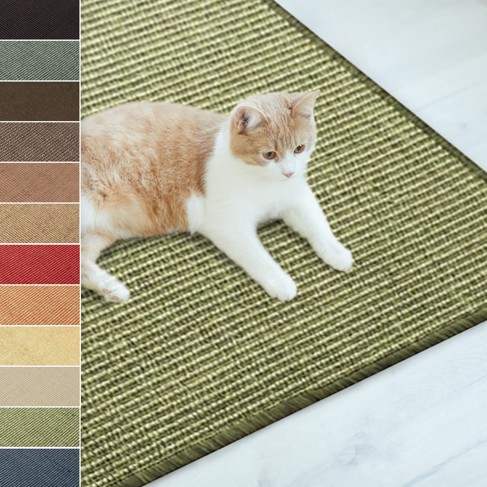 Floordirekt Sisal Cat Scratching Mat, Large Cat Scratch Mat (Green, 50 x 50 cm) Non-Slip Cat Claw Mat Scratching Board Pad, Natural Sisal Scratch Carpet, Woven Mat Furniture Protector