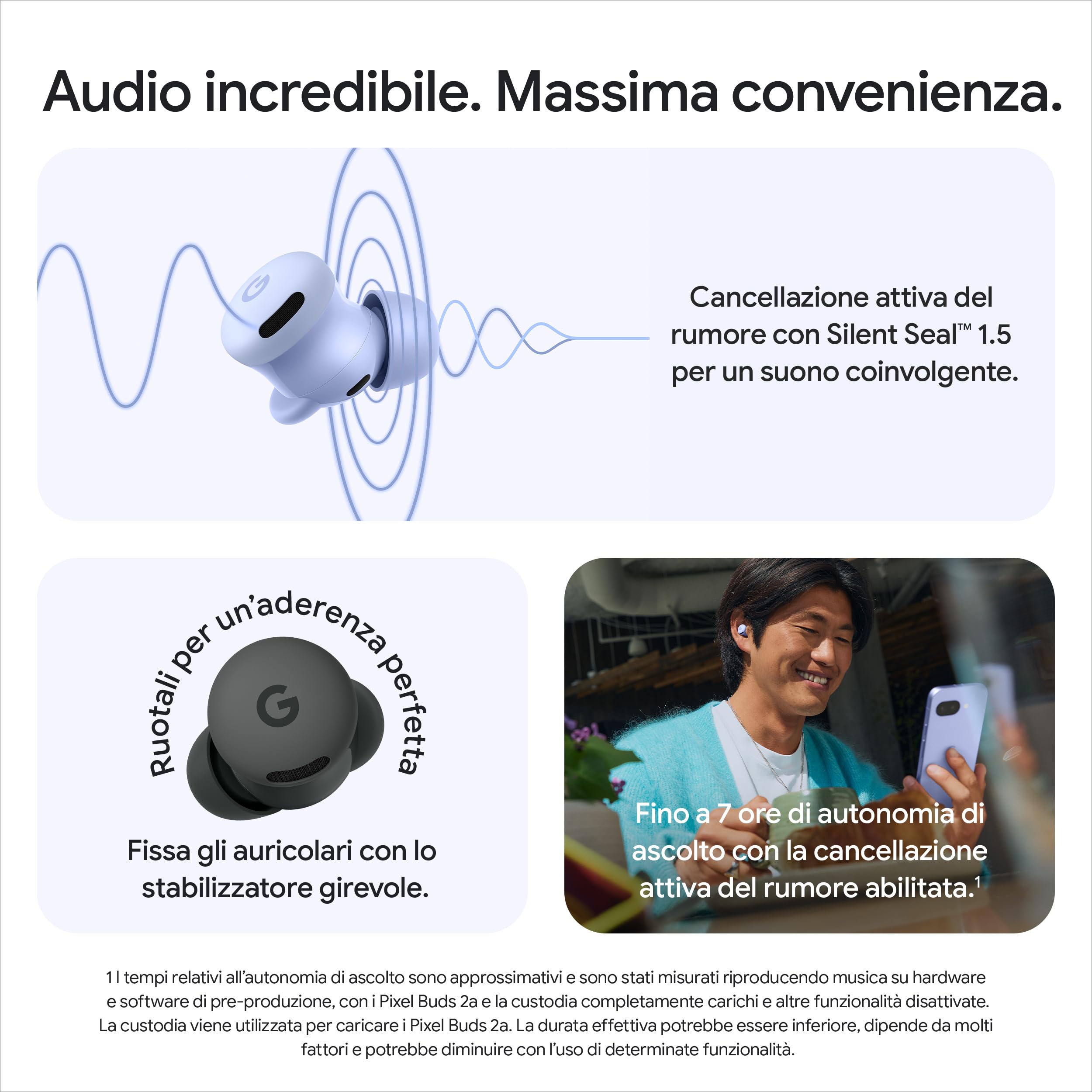 Pixel Buds 2a ANC - Earphones Grey Green - Dettaglio