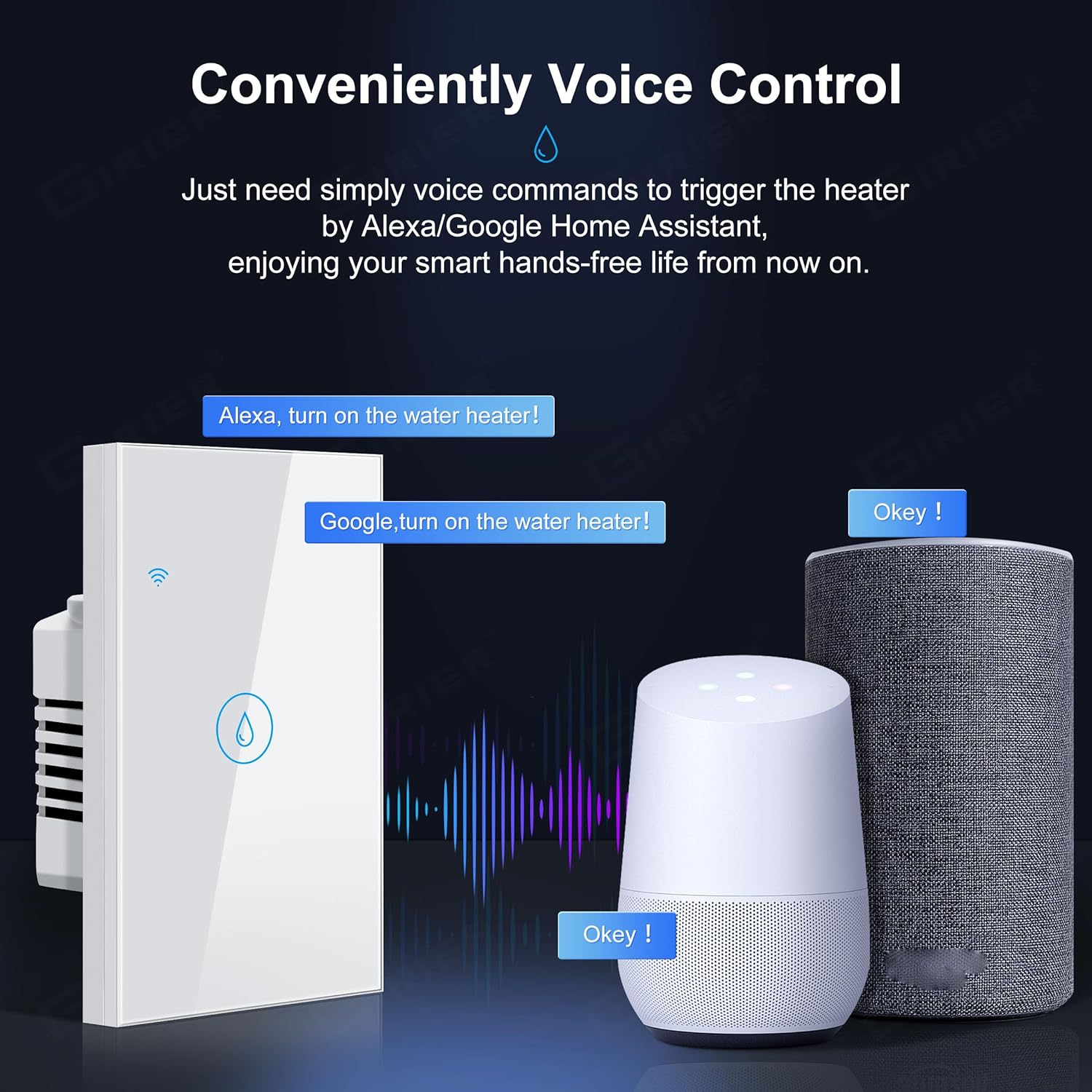 Tuya Smart Water Heater Switch 8000W WiFi Boiler Heating Switch 40A Smart Home Works with Voice Control US Standard