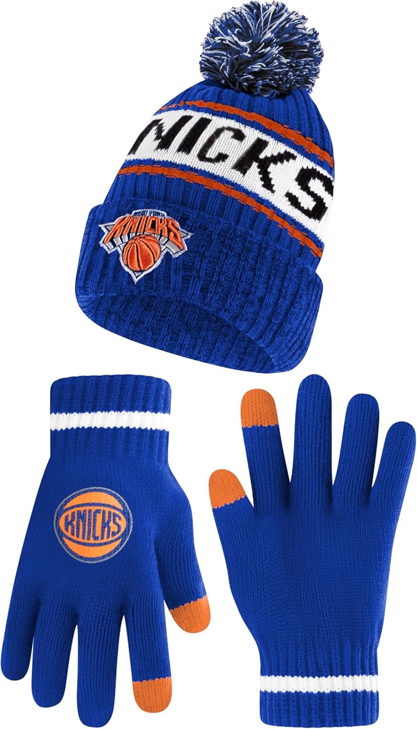 Ultra Game Men's NBA Official Super Soft Winter Beanie Hat with Extra Warm Touch Screen Gloves
