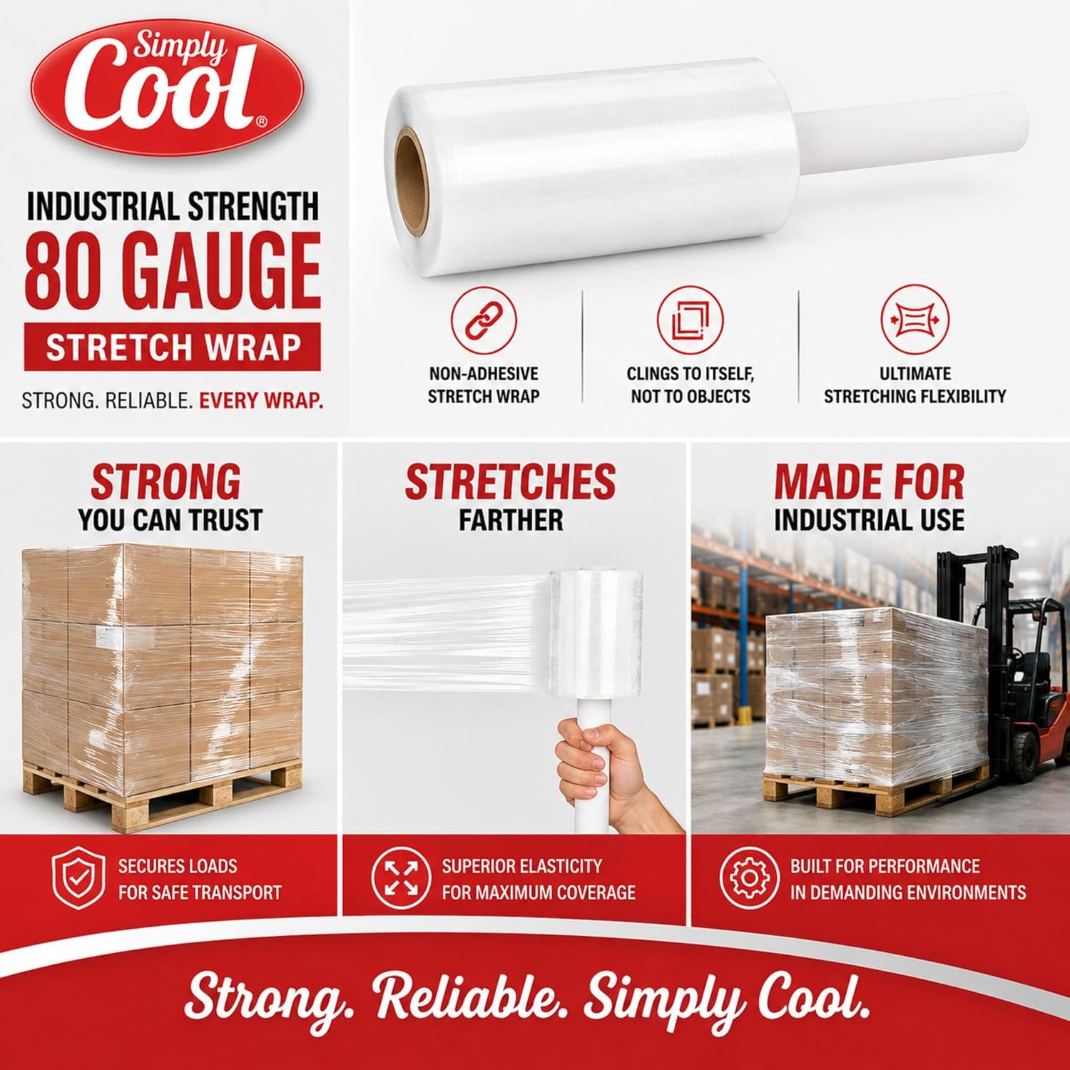 Simply Cool Mini Shrink Wrap Roll 12 Pack 5 Inch 1000 Ft 80 Gauge