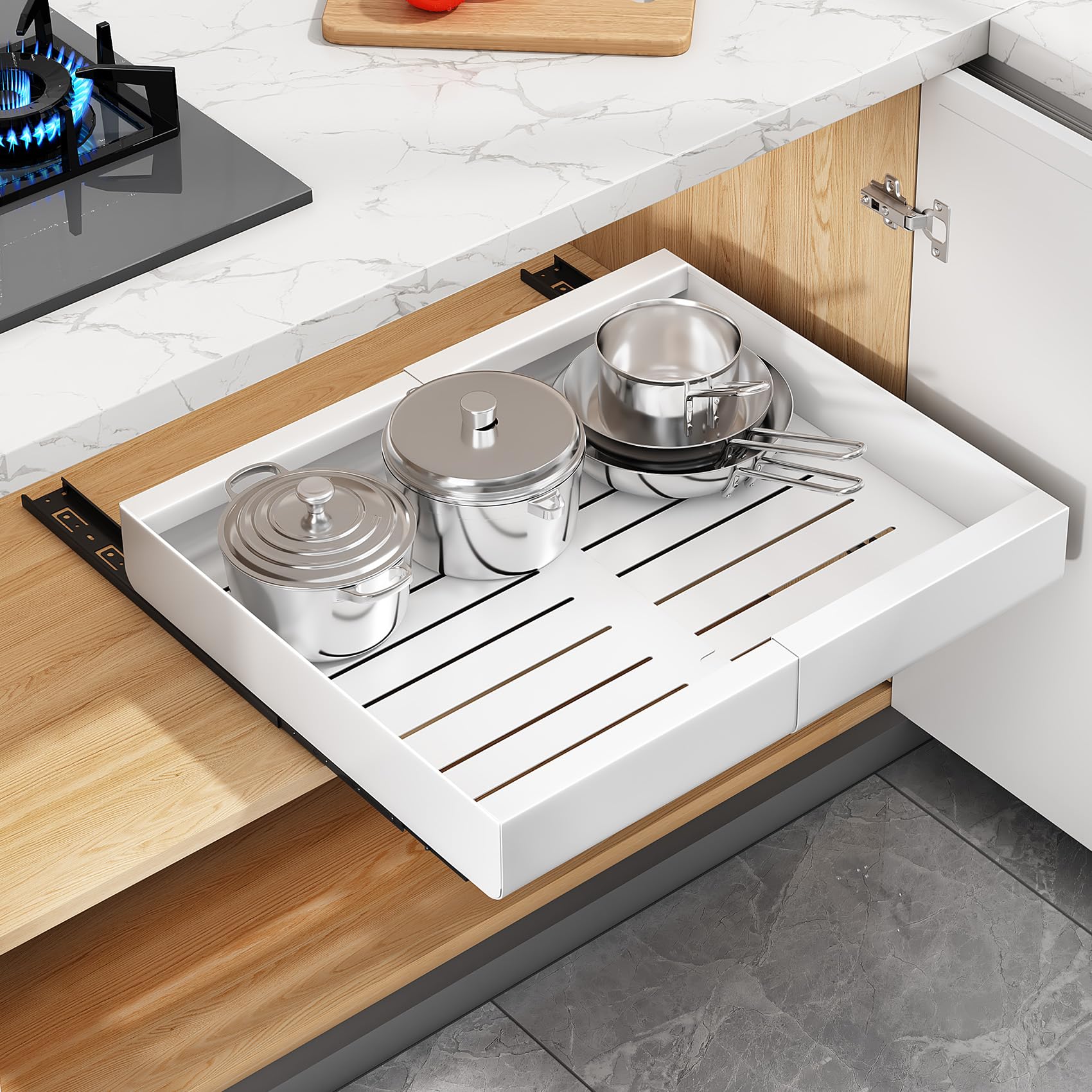 ZQEJEFD Teleskopschublade Küche - Ausziehbarer Schrankorganizer 33-55cm