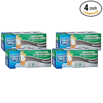 Fresh Step Drawstring Cat Litter Box Liners, Unscented, Size Large, 30