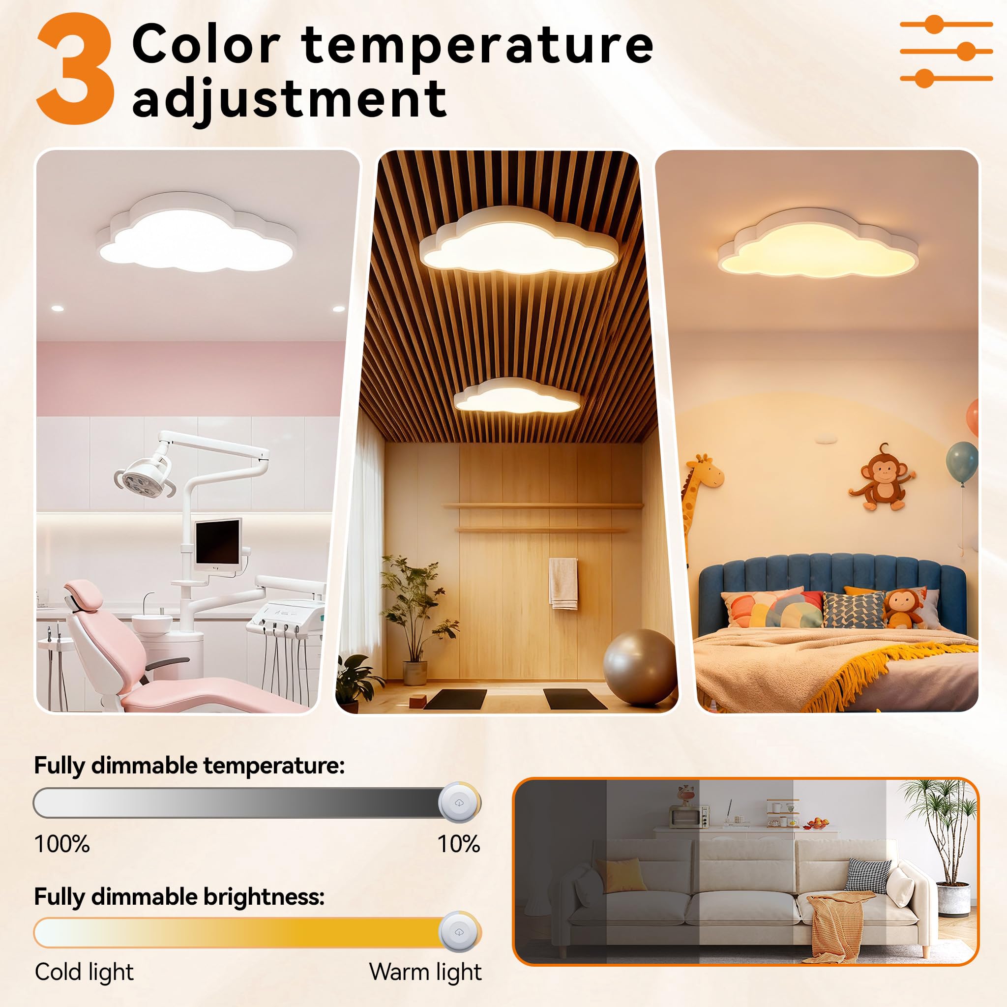 LZQ LED 48W Deckenlampe Kinderzimmer Dimmbar Wolken Deckenleuchte Wohnzimmerleuchten Schlafzimmer Lampe mit Fernbedienung