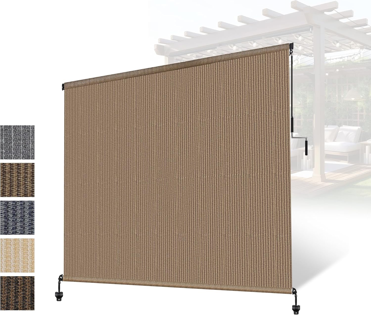 Outdoor Shades Roller Exterior Blinds,Cordless Patio Shades Roll Up Outdoor Blinds for Patio Porch Backyard Pergola Gazebo Privacy Screen Protection,UV Sun Blocking,Fade-Resistant 6ft Wide x 6 H
