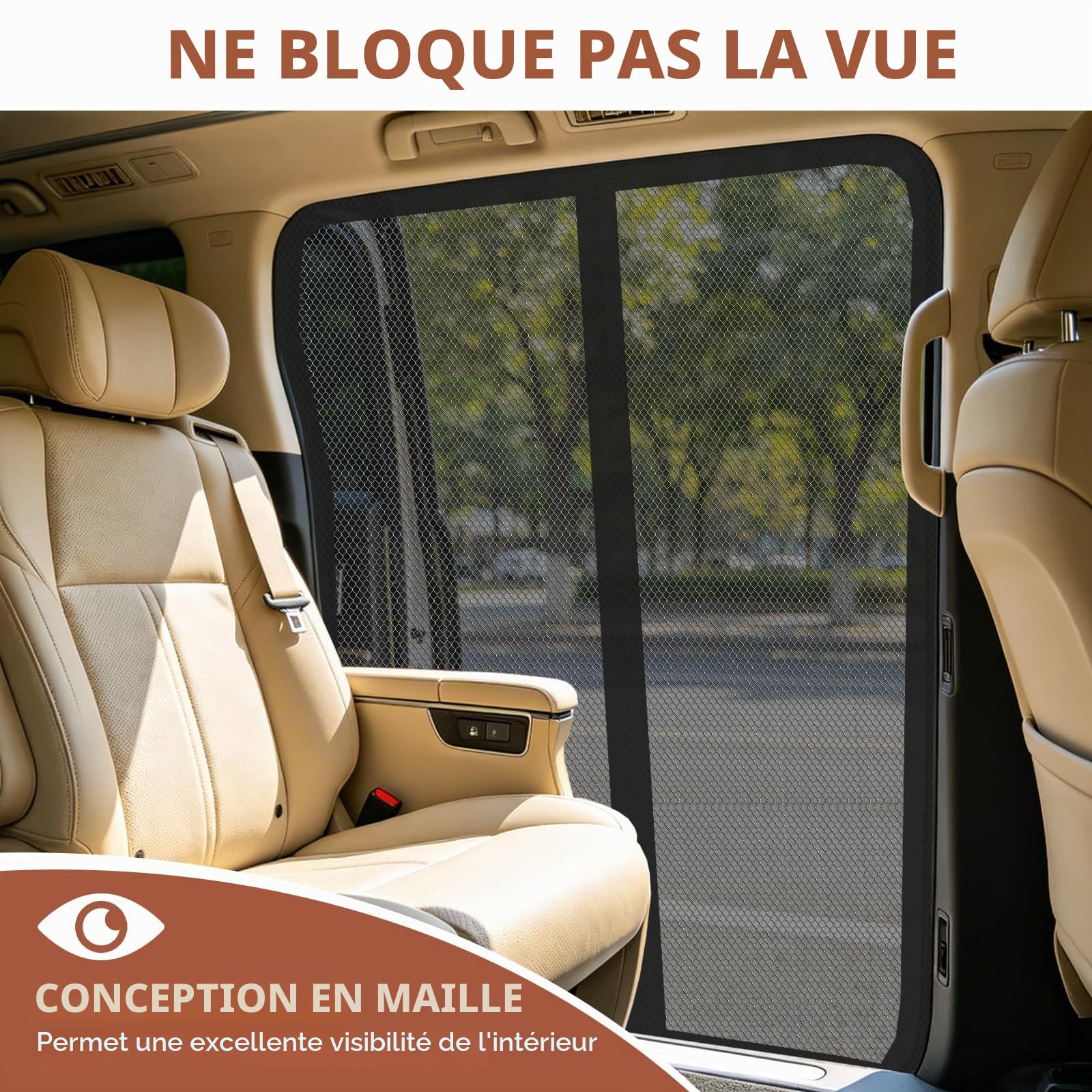 Moustiquaires magnétiques pour fourgonnettes porte latérale, moustiquaire pour fourgonnette pour Benz Vito, Ford Transit Custom, Opel/Vauxhall Vivaro protection solaire pour voiture (150x110cm)