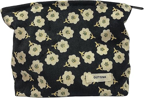 Miniatura 24 de Bolsa de maquillaje para mujeres, bolsa de cosméticos de pana con diseño estético, bolsa de mano para damas, estuche para lápices para niñas, lindo