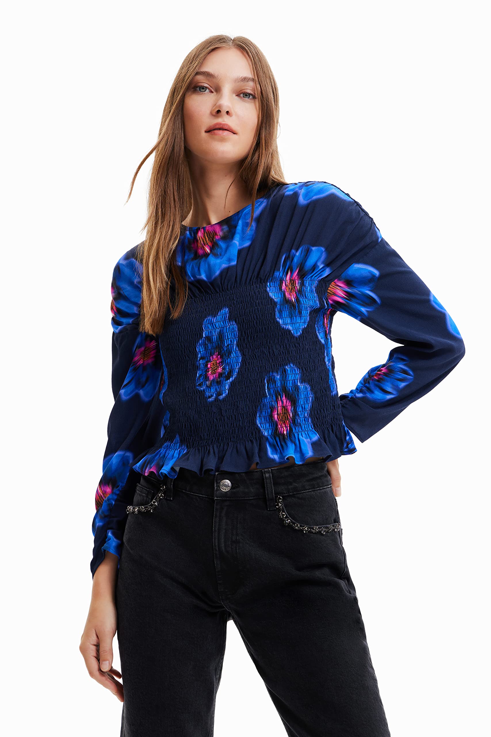 Desigual Blus_Martina 5001 Marine Blouse, Azul, XL para Mujer
