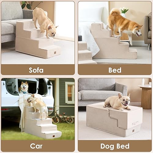 Miniatura 5 de EHEYCIGA Escaleras para perros pequeños, escaleras para perros de 3 escalones para camas altas y sofá, escalones para mascotas para perros y gatos
