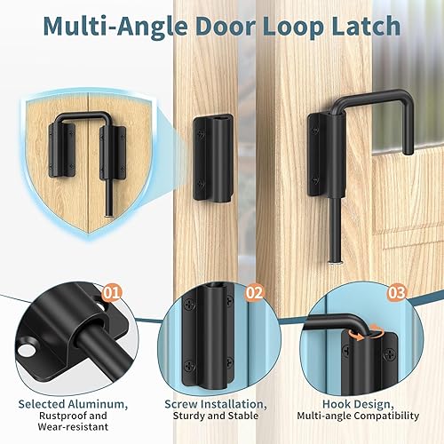 Miniatura 3 de Cerradura de bucle de puerta corredera mejorada, cerradura multiángulo en forma de U de 2.38 pulgadas para puerta corrediza de granero de 90180