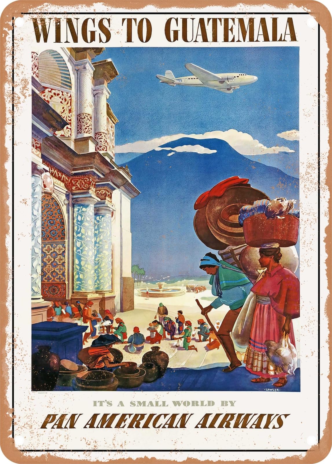 METAL SIGN - 1938 Wings to Guatemala Its a Small World by Airways Vintage Ad home decor