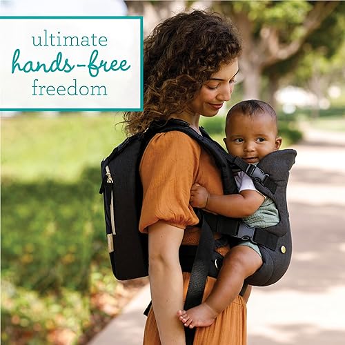 Miniatura 8 de Infantino Flip - Portabebés convertible 4 en 1 y bolsa de pañales cruzada - Grow-with-Me con bolsa de pañales cruzada acoplable, negro y dorado,