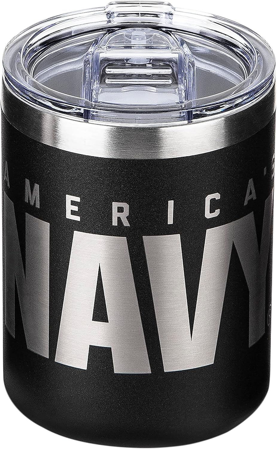 Military Gift Shop 12oz Black Double Wall Vacuum Insulated Stainless Steel Coffee Tumbler Travel Mug | Disabled Veteran Owned Business | Navy 12oz Coffee - Image 3