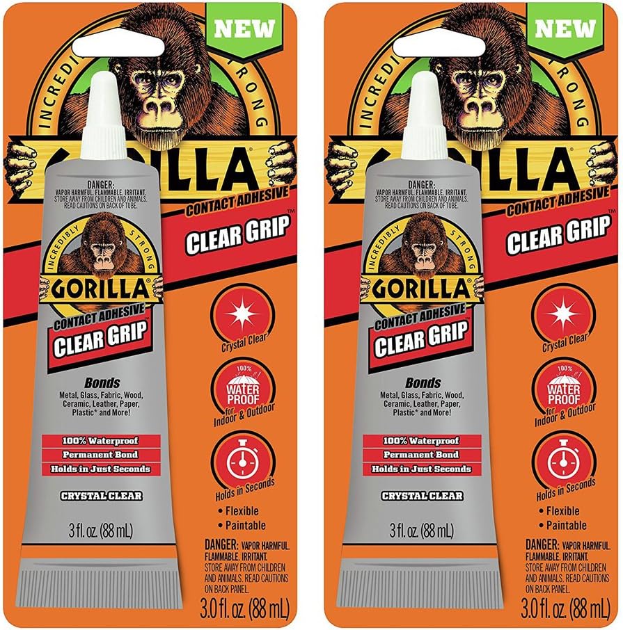 Gorilla8040001 Clear Grip Contact Adhesive, 3 Oz., Clear (2 Pack)