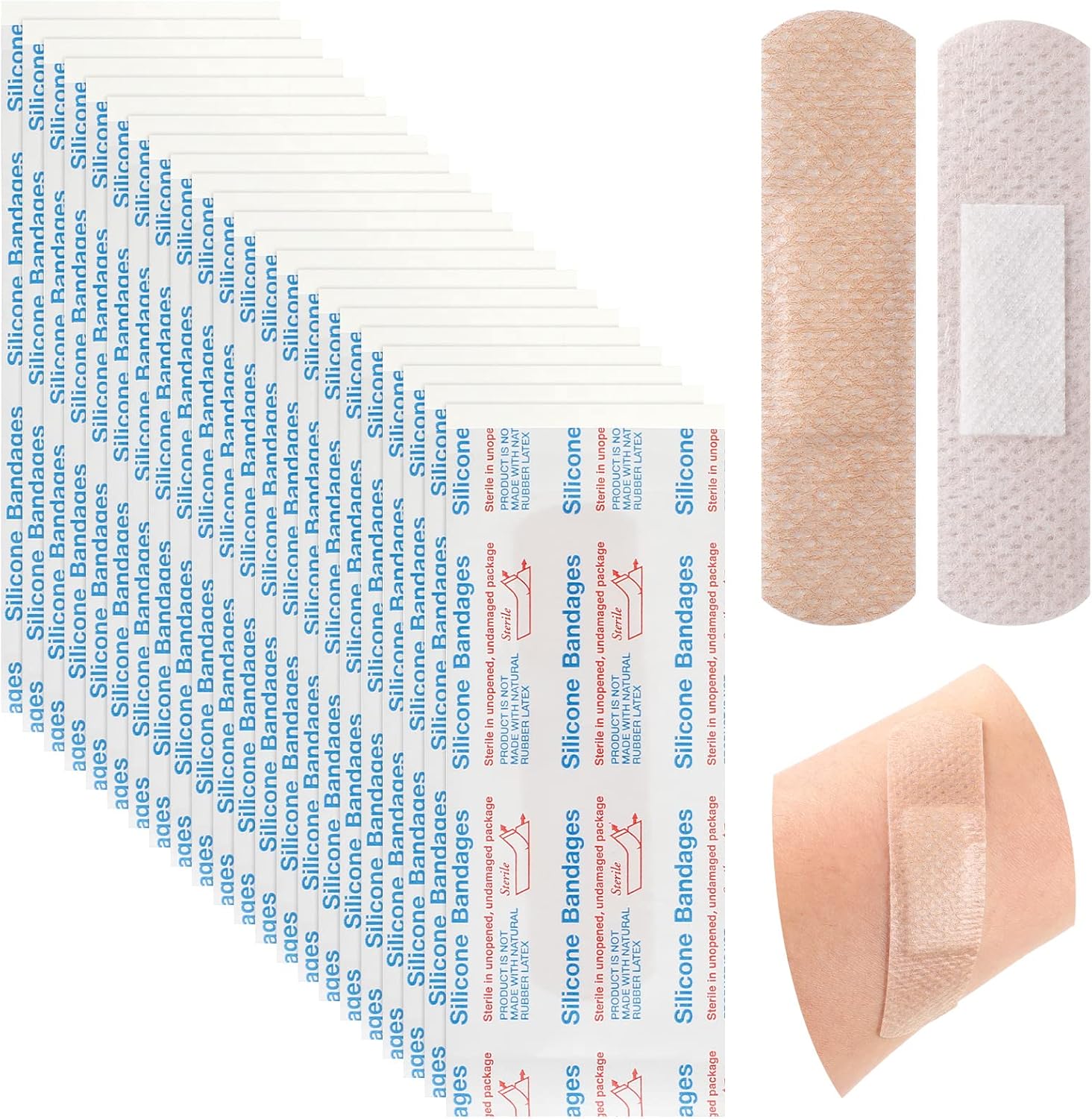 100 Pcs Silicone Adhesive Bandages Bulk Sensitive Skin
