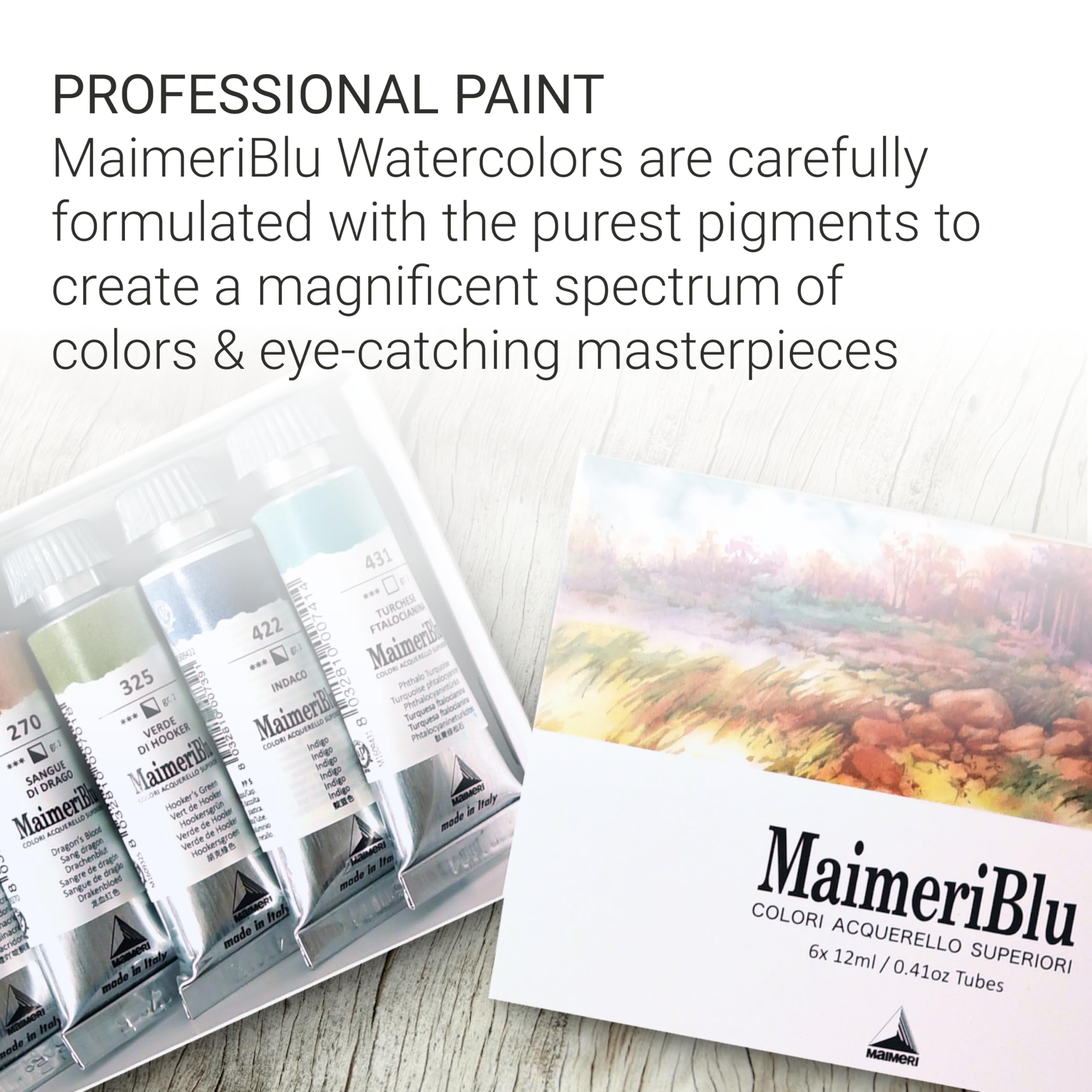 Maimeri Blu - Pintura de acuarela, juego de artistas Steve Mitchell, colores surtidos, 12 ml, 6 piezas, 1 unidad