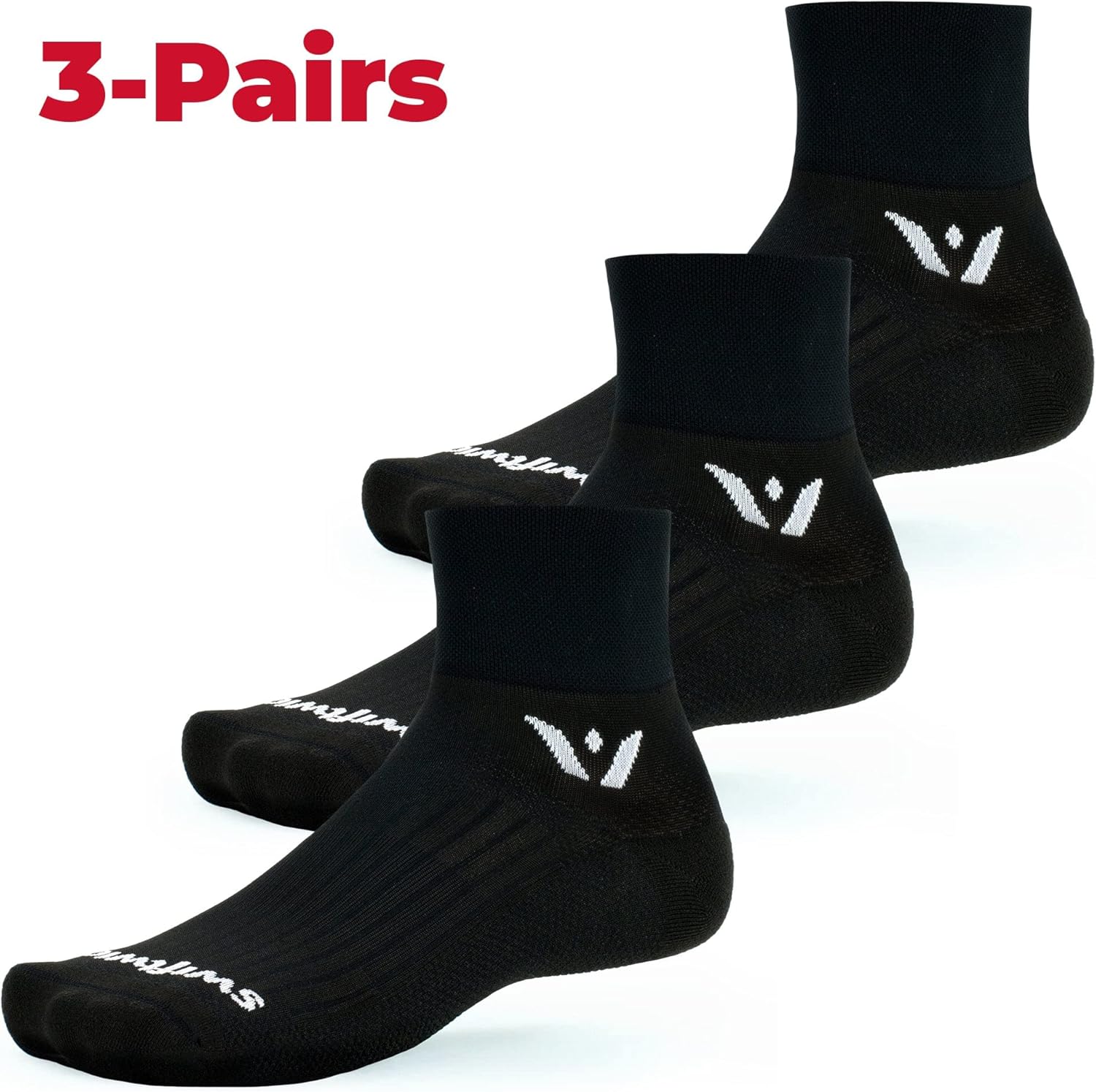 Swiftwick- ASPIRE QUARTER CREW Running & Cycling Socks, Lightweight, Compression Fit - Image 3