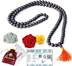 Divinely 100% Natural Unpolished Karungali Malai Original 8mm | Certified Karungali Mala 108 Beads | Premium Elastic Thread Karungali Malai for Spiritual Growth & Meditation