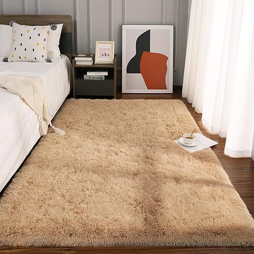 Miniatura 121 de Kelarea Alfombra de área para sala de estar, 3 x 5, antideslizante, color azul turquesa, esponjosa, suave, alfombra de felpa peluda para dormitorio