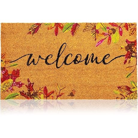Juvale Natural Coir Welcome Door Mat: Autumn Leaves Fall Decor