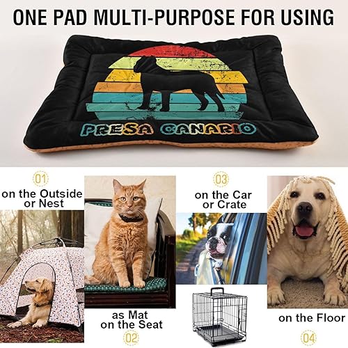 Vista 5 de Presa-Canario-Retro-Sunset-Pattern Washable Small Medium Dog Beds for Small Dogs, Warm Dog Crate Bed with Non-Slip Bottom for Dog Crate
