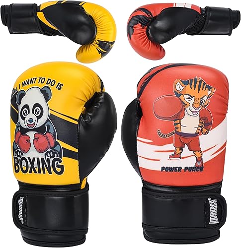 Miniatura 2 de Guantes de boxeo para niños de 4 onzas y 6 onzas, guantes de saco de boxeo juveniles para entrenamiento de gimnasio en casa, kickboxing, Muay Thai,