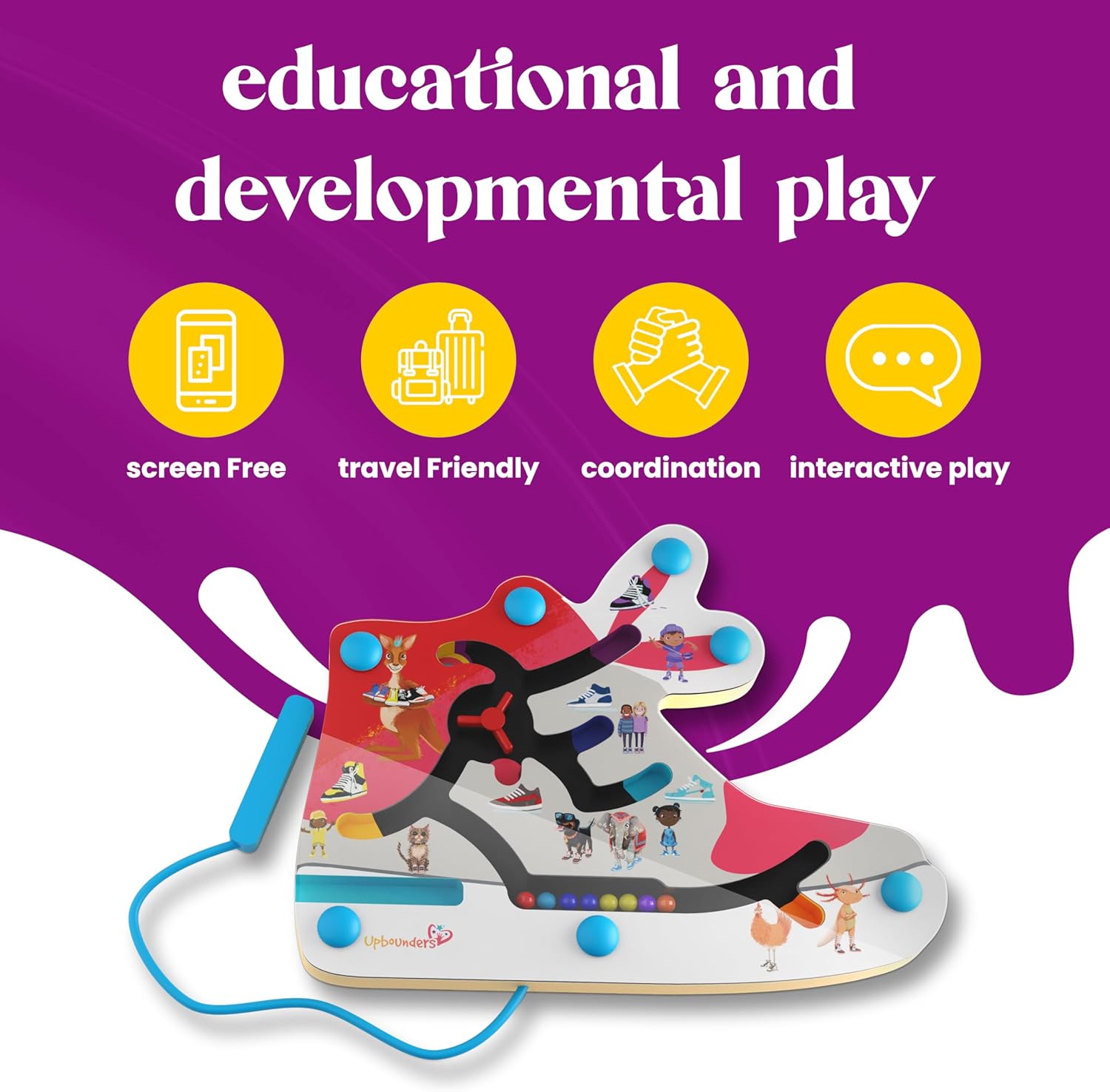 Upbounders® My Clever Kicks Busy Board - Montessori Magnetic Color Matching Toy for Toddlers | for Little Kids | Ages 18 Months and Up