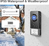 Vista 4 de Wireless Doorbell 2 Receivers 2 Push Buttons, PHYSEN Waterproof Door Chime Kit Operating at 1300-ft, Adjustable 58 Melodies & 5 Volume Levels LED