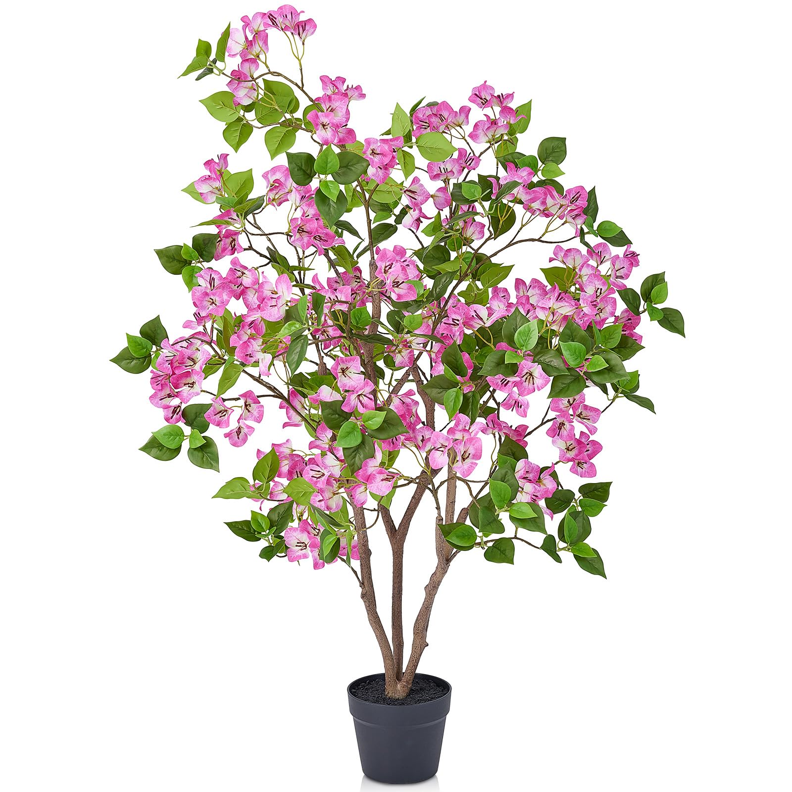 VeriNatural Artificial Bougainvillea Tree 120cm - UV Resistant Fake Plant Indoor Outdoor PE Leaves Pink Flowers - Large Faux Plant for Home Garden Balcony Office Decor Safe Kids Pets