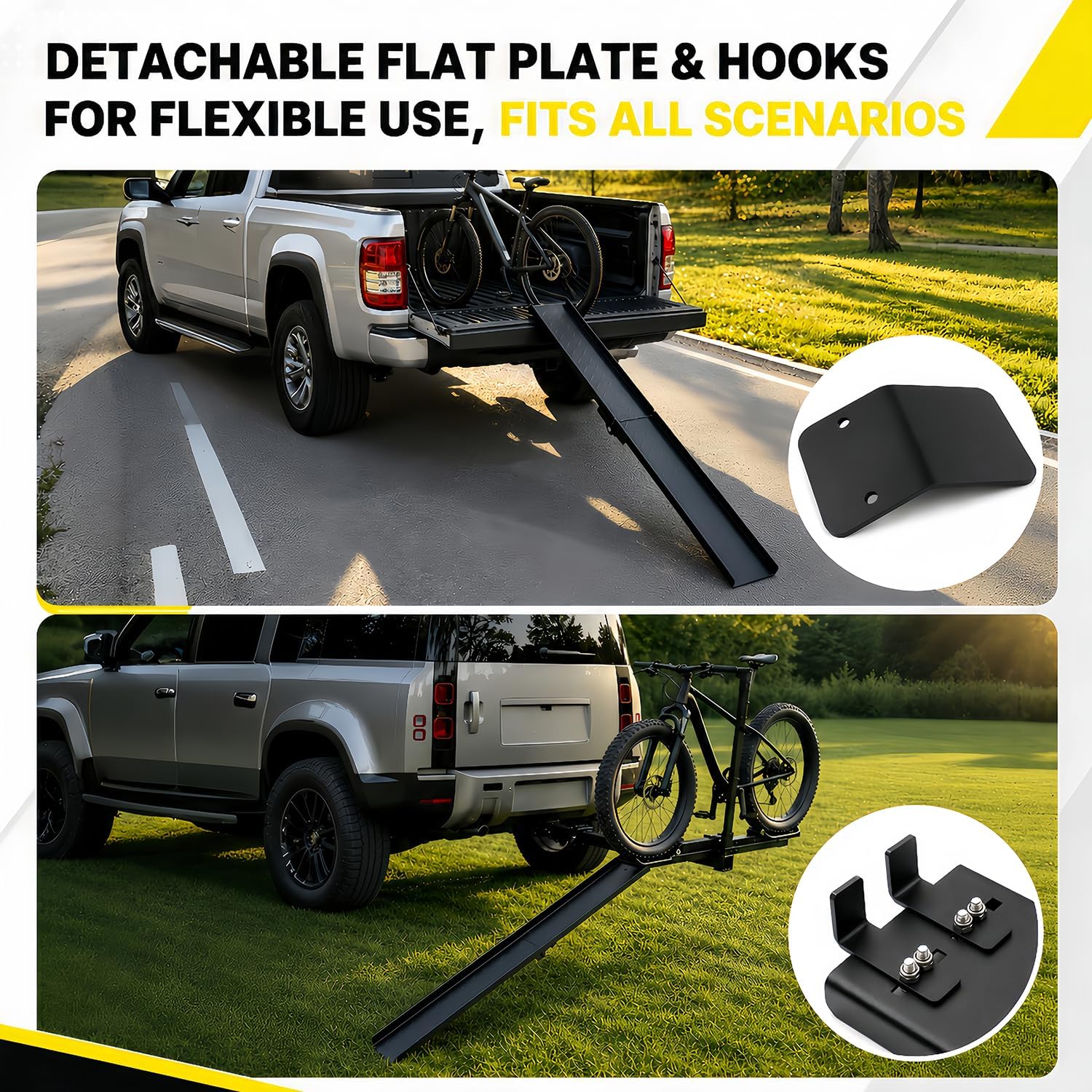 45 Inch Lightweight Bike Rack Ramp, Anti-Slip, Max 350 Lbs Load